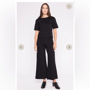 NWT BLACK PONTE KNIT WIDE LEG PANT: CROPPED size 3 (M)